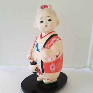 Vintage Large Bisque Japanese Japanese Doll Figurine Hand-Painted Carrying a Lantern