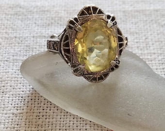 American Seller AR1978 Free Shipping Lemon Quartz Ring Quartz Gemstone 925 Sterling Silver Ring