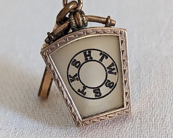 Vintage to Antique White Chalcedony Masonic Keystone Fob Watch Chain Fob Pendant HTWSSTKS