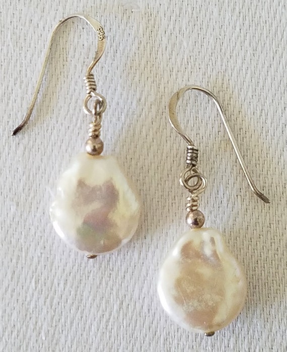 Baroque Pearl and Sterling Silver Dangle Drop Ear… - image 9