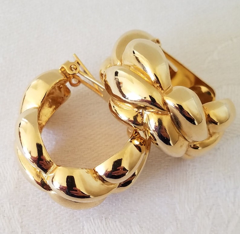 Vintage Les Bernard Chunky Gold-tone Clip-on Earrings image 9