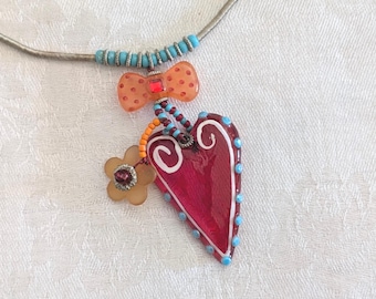 Vintage Signed Orna Lalo Heart Necklace – Rare and Collectible!