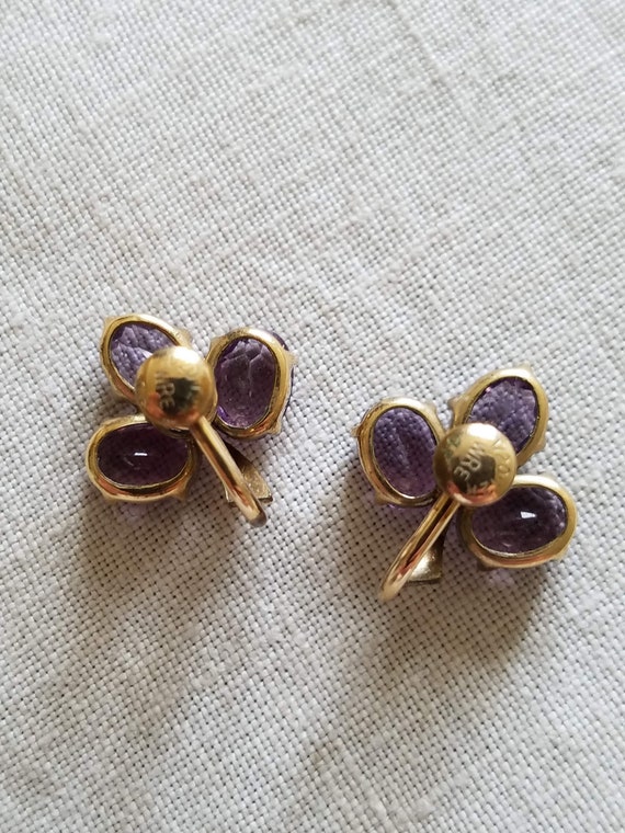 Vintage Amethyst Earrings, 12K Gold Filled, Signe… - image 4