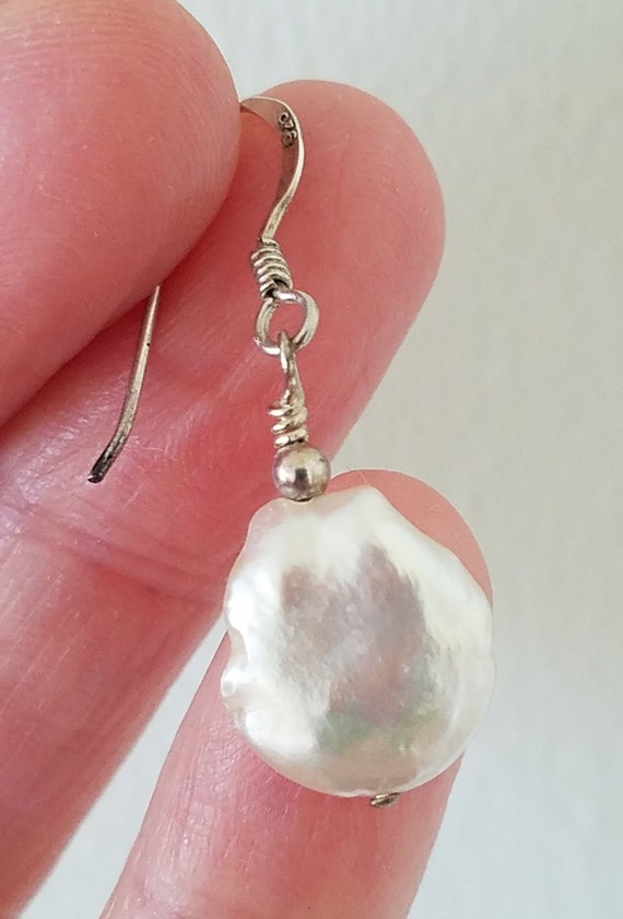 Baroque Pearl and Sterling Silver Dangle Drop Ear… - image 4