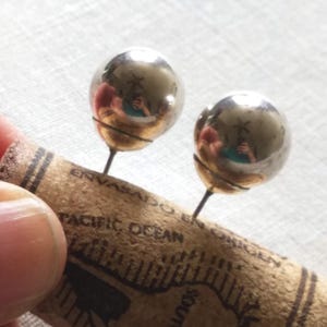 Large Silver Ball Post Earrings Vintage