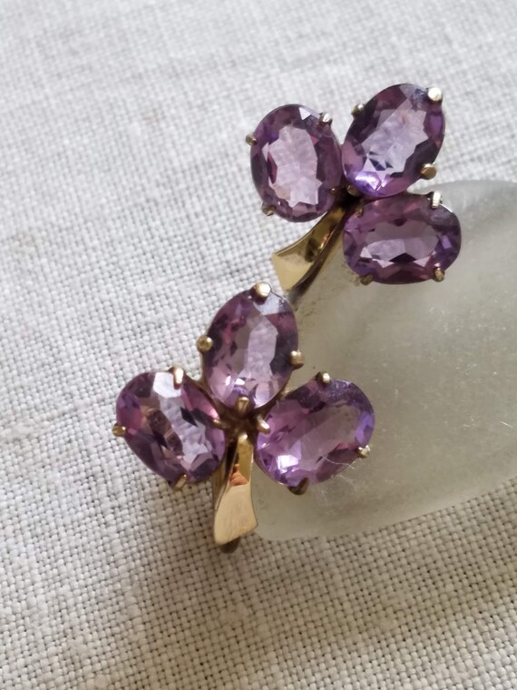 Vintage Amethyst Earrings, 12K Gold Filled, Signe… - image 2