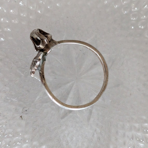 Vintage Soviet Sterling Silver Flower Ring with L… - image 4
