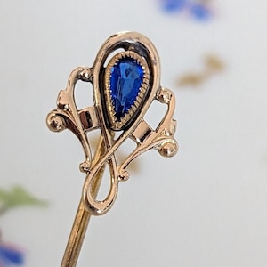 Vintage Stick Pin with Blue &quot;Gem&quot; Art Nouveau Style