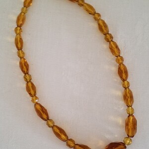 Vintage Faceted Honey Gold-Colored Glass Crystal Graduated Beaded Necklace Beautiful image 10