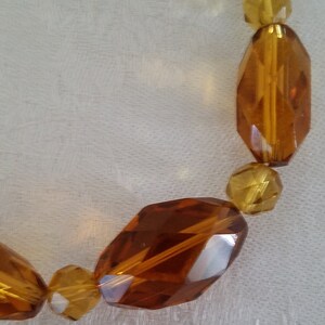 Vintage Faceted Honey Gold-Colored Glass Crystal Graduated Beaded Necklace Beautiful image 4