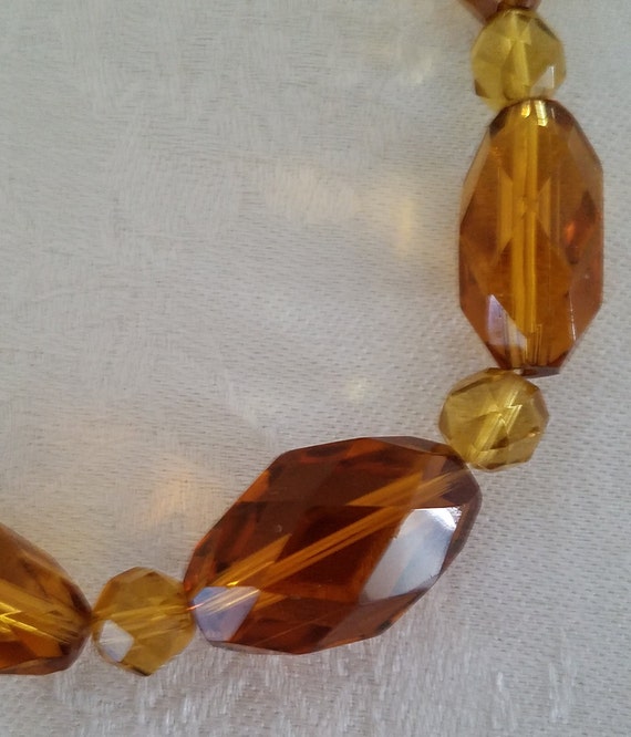 Vintage Faceted Honey Gold-Colored Glass Crystal … - image 4