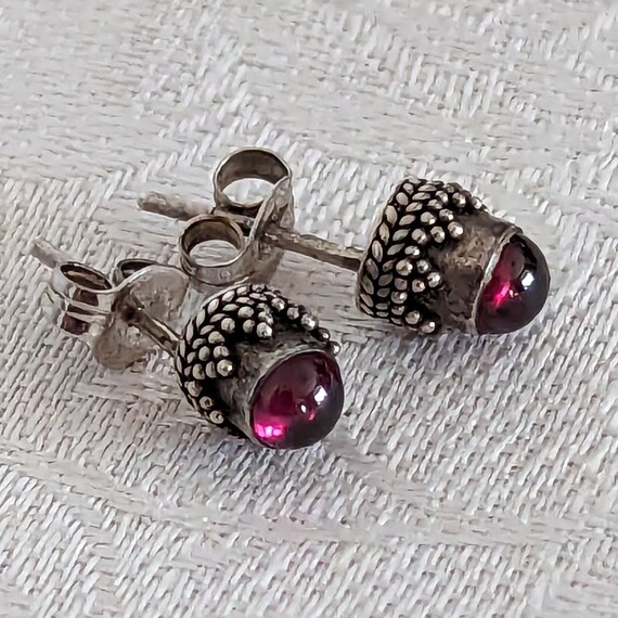 Vintage Handmade Sterling Gemstone Stud Post Earrings