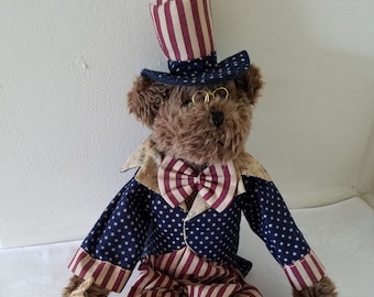 Vintage Uncle Sam Independence Day BEAR, Very Tall Bear — One of a Kind!
