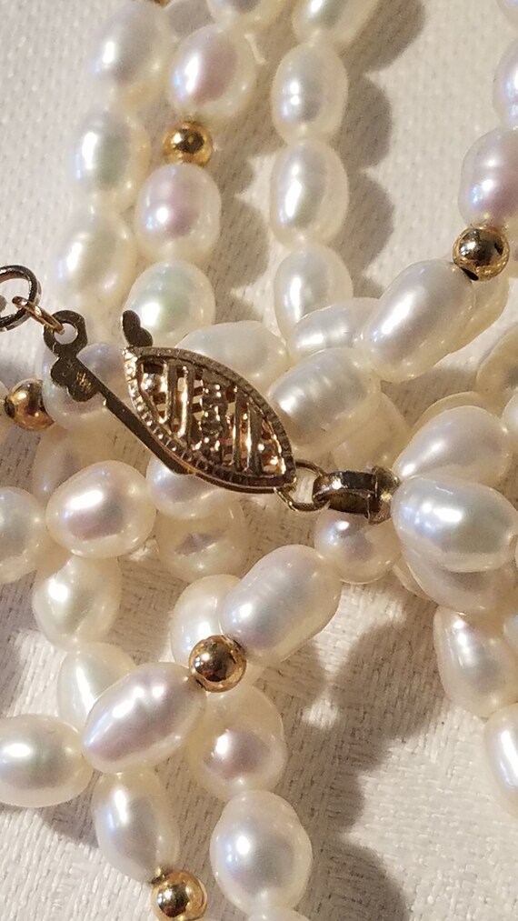 Vintage Cultured Pearl and 14K Gold Multi-Strand … - image 7
