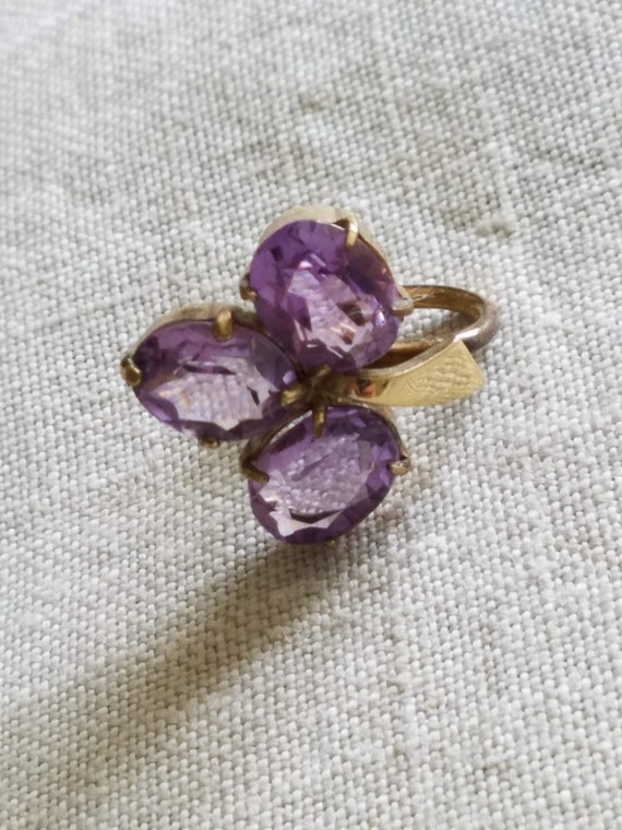 Vintage Amethyst Earrings, 12K Gold Filled, Signe… - image 3