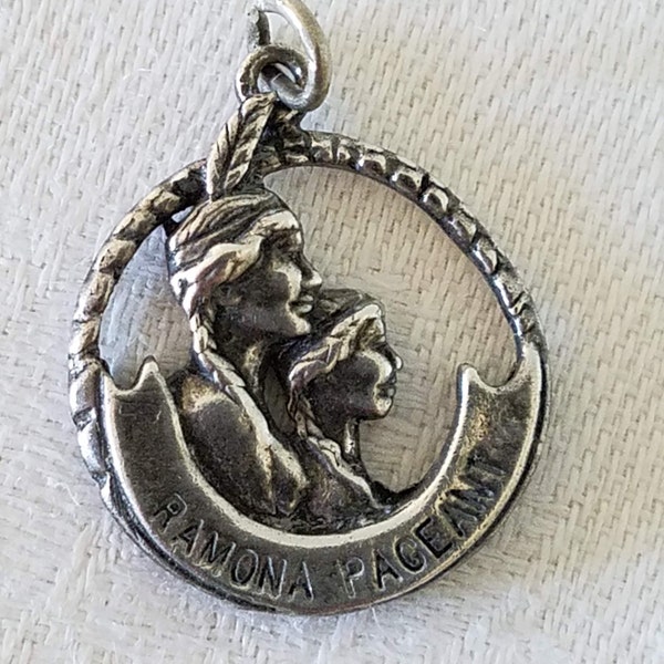 Vintage Ramona Pageant Charm Pendant, Sterling Silver, Hemet, California