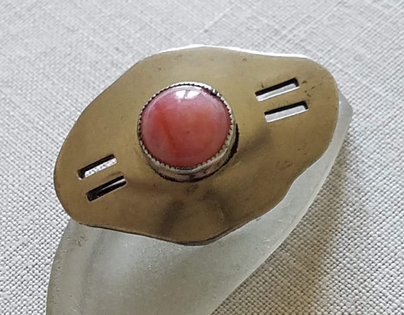 Vintage Southwestern Silver and Pink Gemstone Pin… - image 5