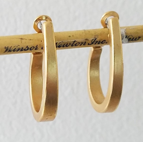 Brushed Gold (faux) Ann Klein Hoop Earrings - image 1