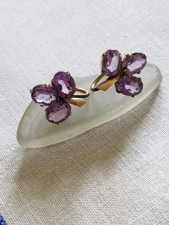 Vintage Amethyst Earrings, 12K Gold Filled, Signe… - image 6