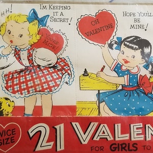 Full Set 21 Vintage Valentines from 1950s, ORIGINAL (not reproduction!) in Package, Barker Company