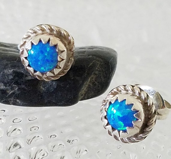 Vintage Sterling Silver and Blue Opal Handmade St… - image 7