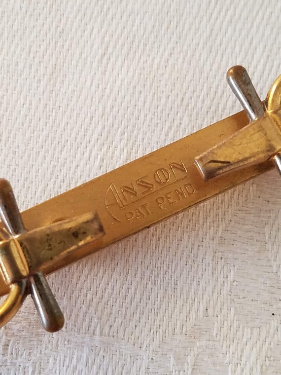 Vintage Stirrups Tie Clip, Tie Bar, Signed Anson - image 3