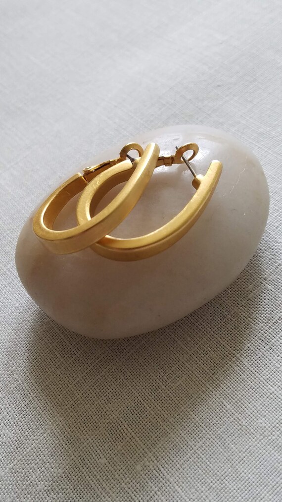 Brushed Gold (faux) Ann Klein Hoop Earrings - image 5