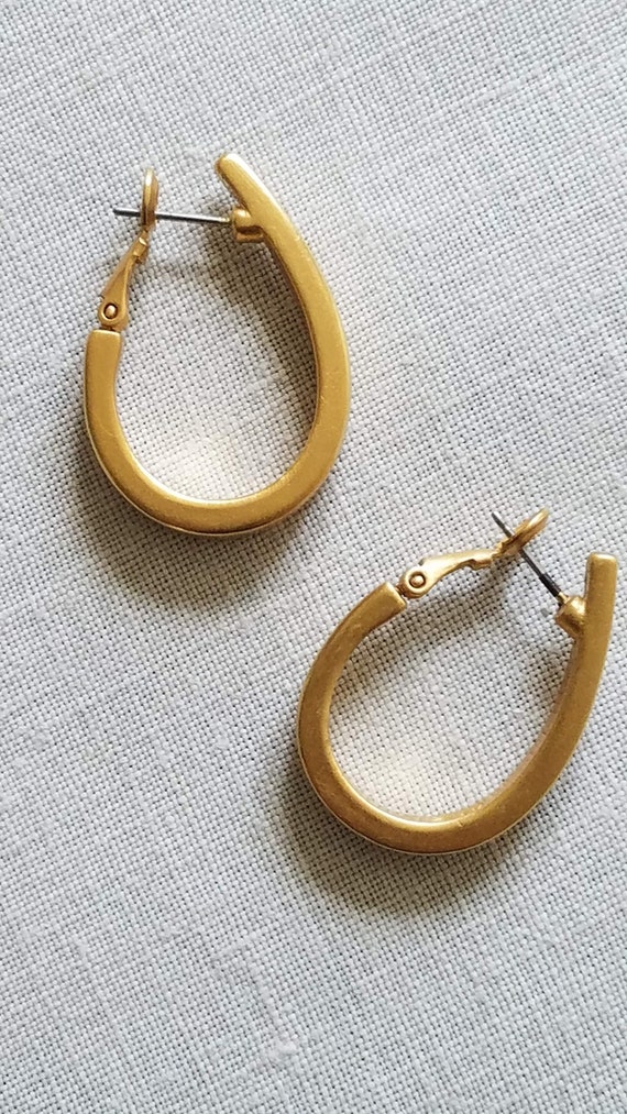 Brushed Gold (faux) Ann Klein Hoop Earrings - image 2