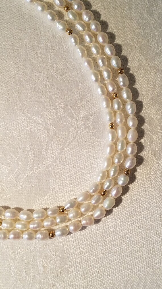 Vintage Cultured Pearl and 14K Gold Multi-Strand … - image 8