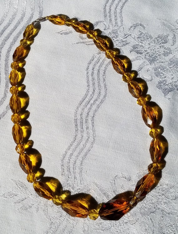 Vintage Faceted Honey Gold-Colored Glass Crystal … - image 2