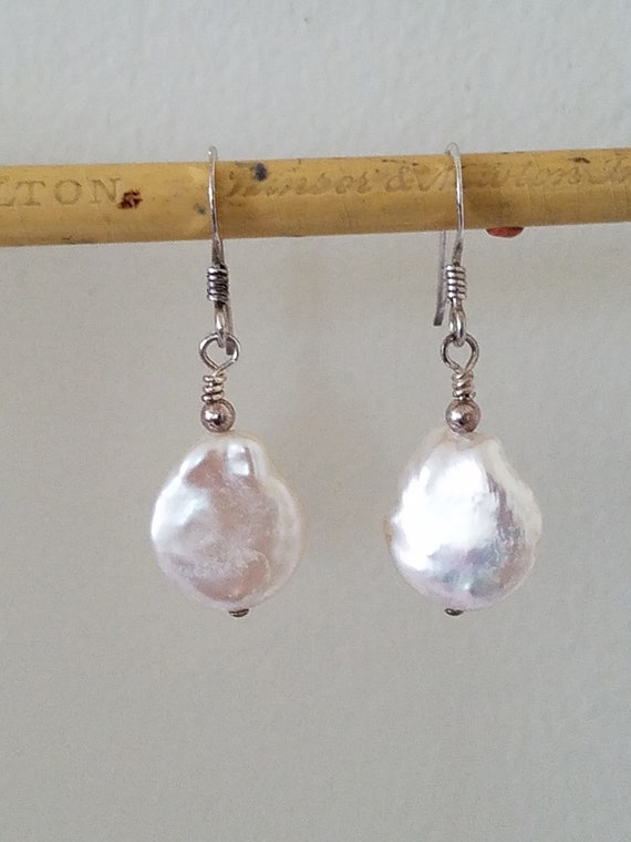 Baroque Pearl and Sterling Silver Dangle Drop Ear… - image 2