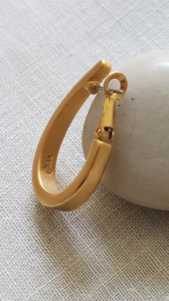 Brushed Gold (faux) Ann Klein Hoop Earrings Gem