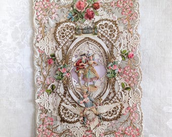 Vintage to Antique Large Ornate Victorian Valentine -- One of a Kind!