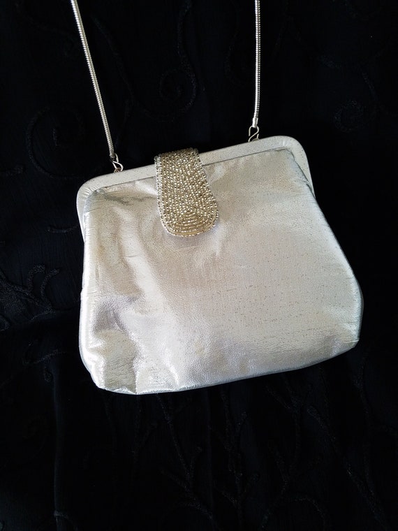 Vintage La Regale Ltd. Evening Bag Purse White Beaded Shoulder Strap