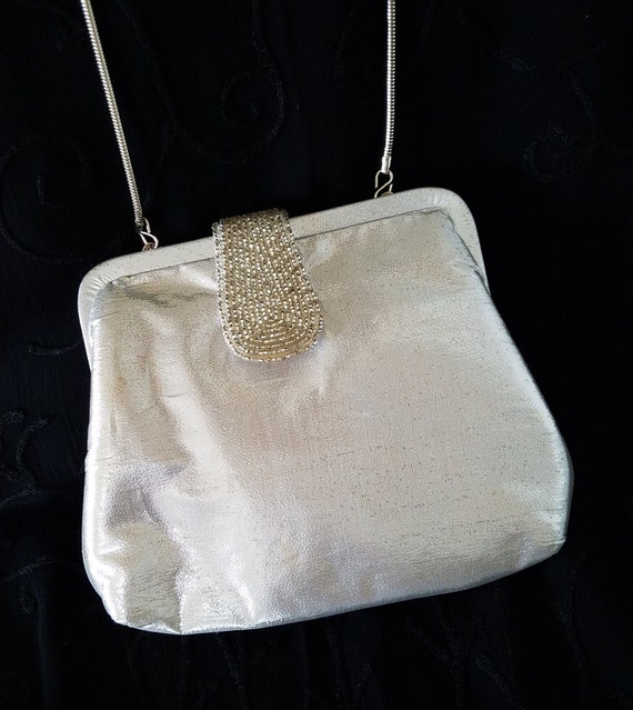 La Regale Vintage Small Gold Beaded Sequin Sparkle Clutch Bag