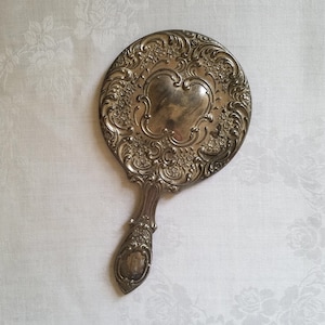Vintage Art Nouveau Hand Mirror Floral Design
