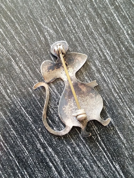 Vintage Sterling Silver Standing Mouse Pin Brooch… - image 4