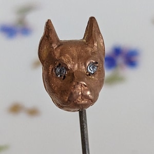 Vintage to Antique Dog Stick Pin with Paste Eyes
