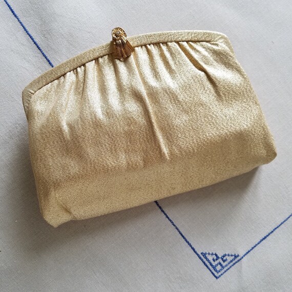 Gold Lame, Baby! Vintage Gold Lame Evening Bag, P… - image 1