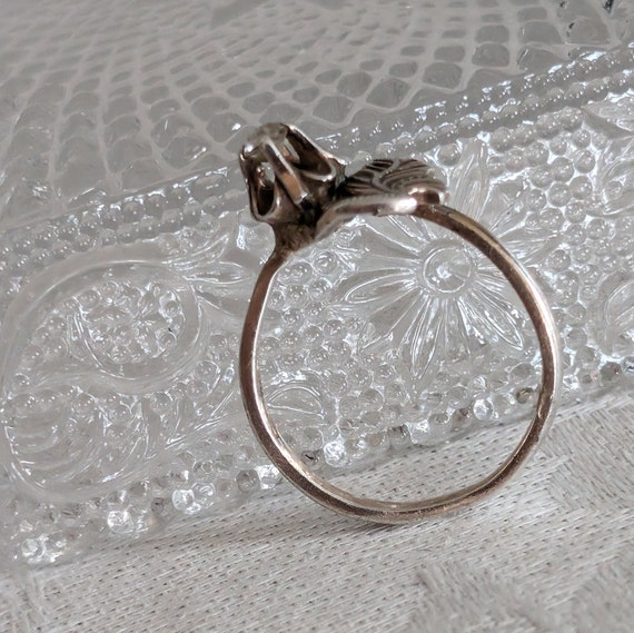 Vintage Soviet Sterling Silver Flower Ring with L… - image 3