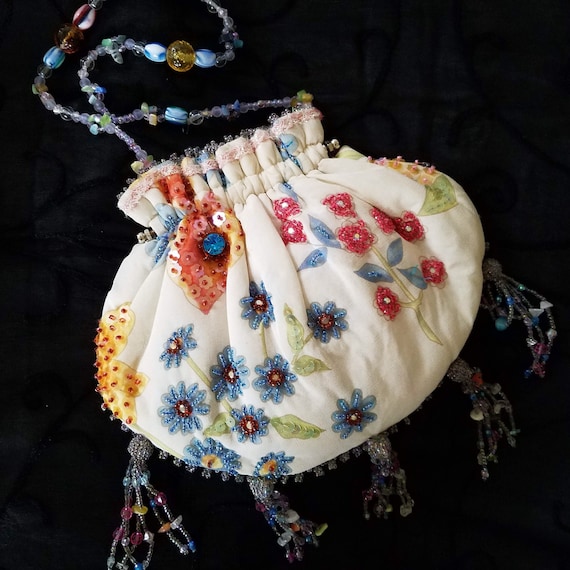 Vintage Mary Frances Beaded Floral Shoulder Bag Purse  display picture 3