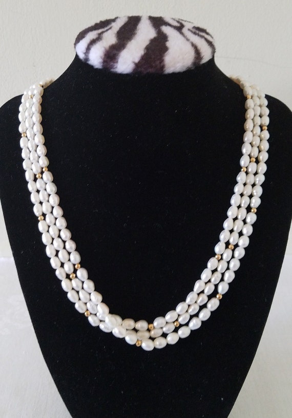 Vintage Cultured Pearl and 14K Gold Multi-Strand … - image 4