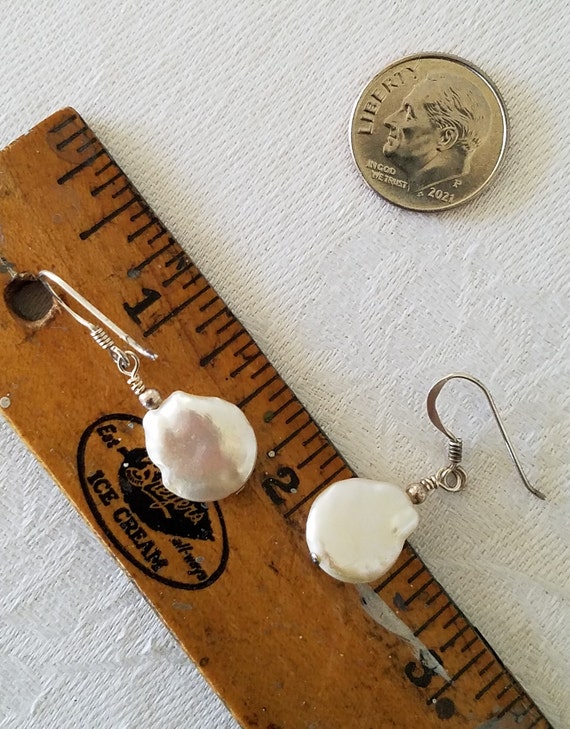 Baroque Pearl and Sterling Silver Dangle Drop Ear… - image 7