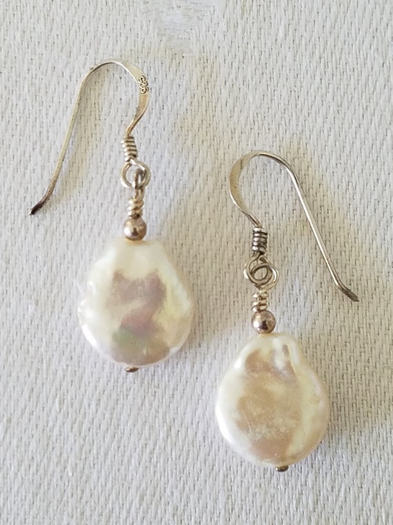 Baroque Pearl and Sterling Silver Dangle Drop Ear… - image 3