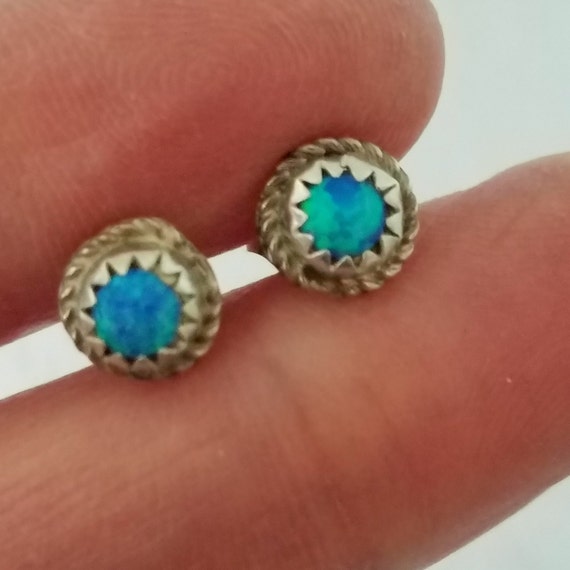 Vintage Sterling Silver and Blue Opal Handmade St… - image 2