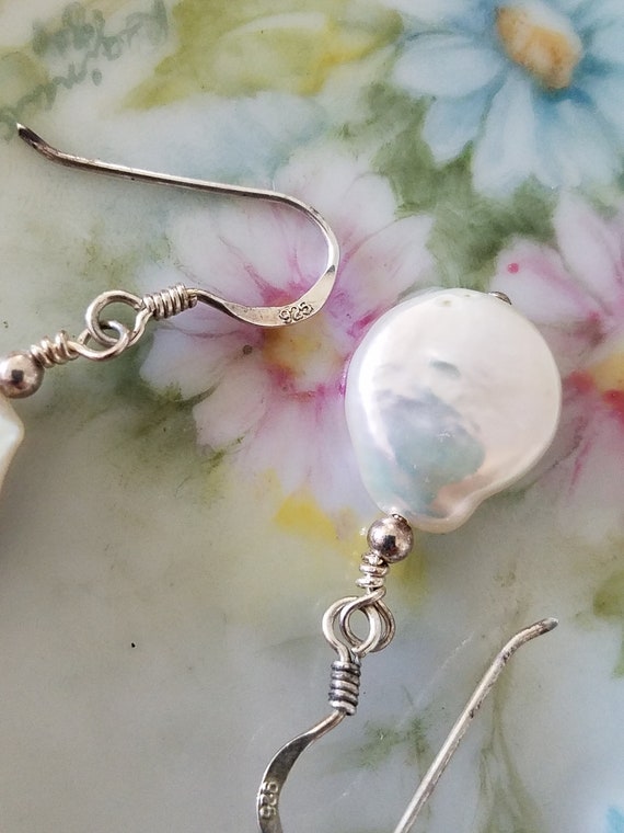 Baroque Pearl and Sterling Silver Dangle Drop Ear… - image 6