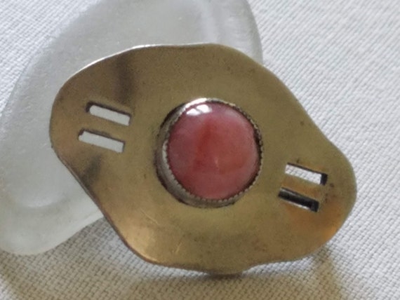 Vintage Southwestern Silver and Pink Gemstone Pin… - image 3