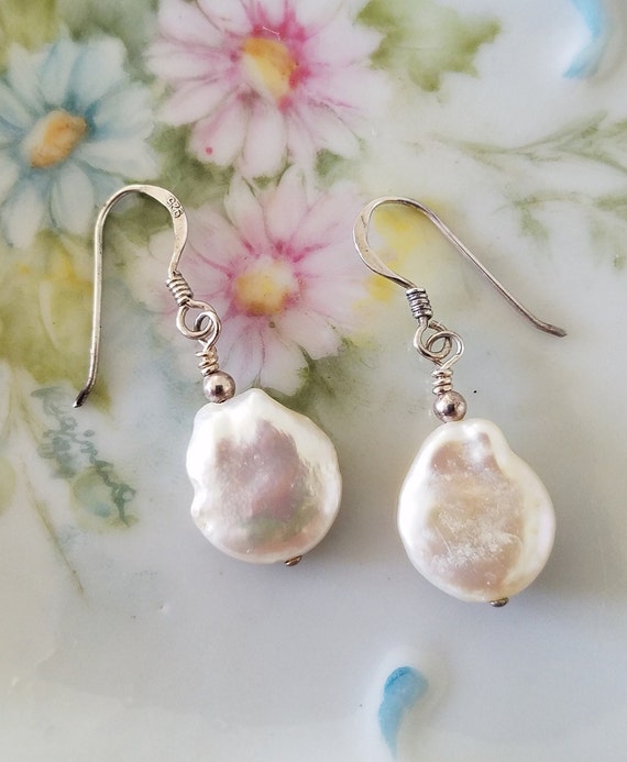 Baroque Pearl and Sterling Silver Dangle Drop Ear… - image 8