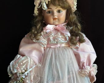 Large Porcelain Compo 30” Repro of Antique French Bru Jne R Doll