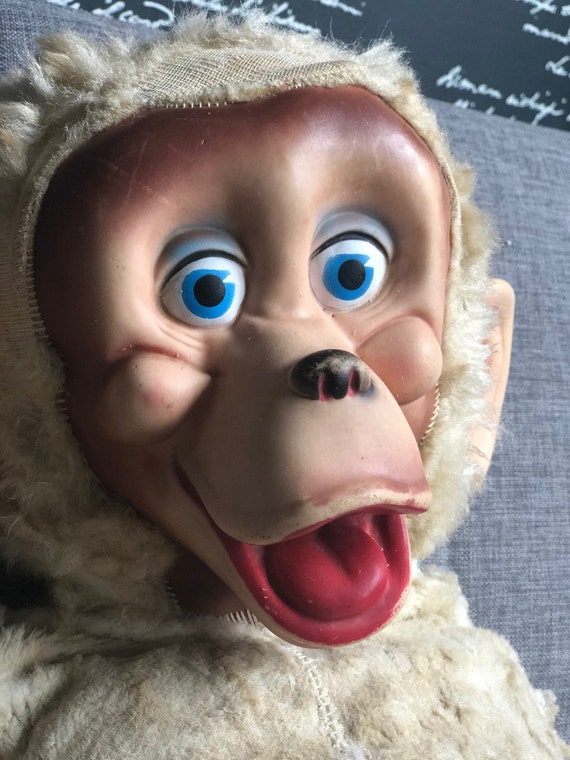 vintage stuffed monkey with rubber face